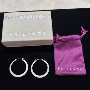 Silpada Hammered.925 Sterling Silver Hoop Earrings